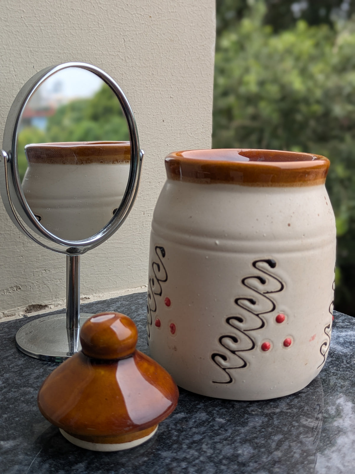 White Ceramic Storage Jar with Lid