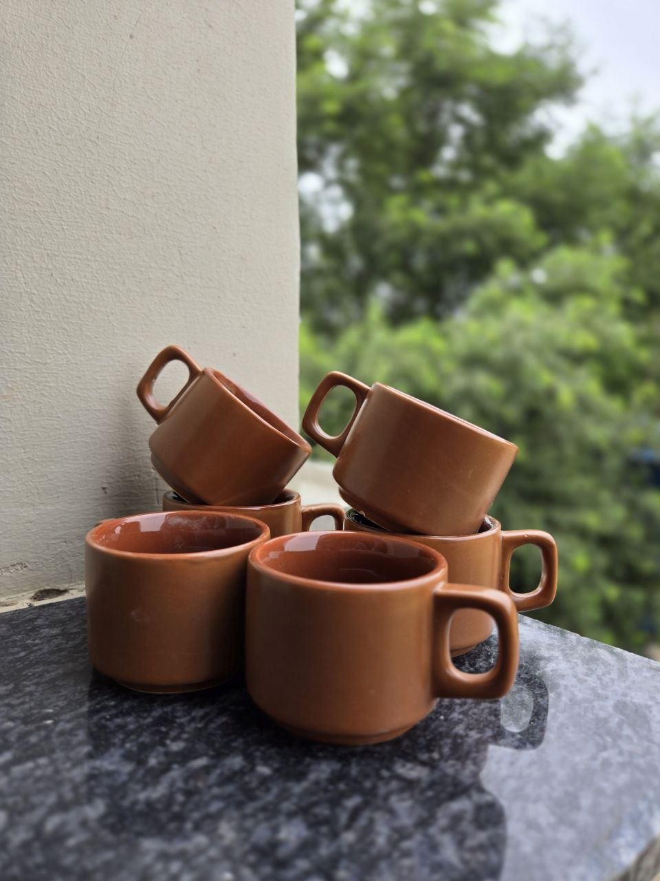 Brown Ceramic Tea Cup Set