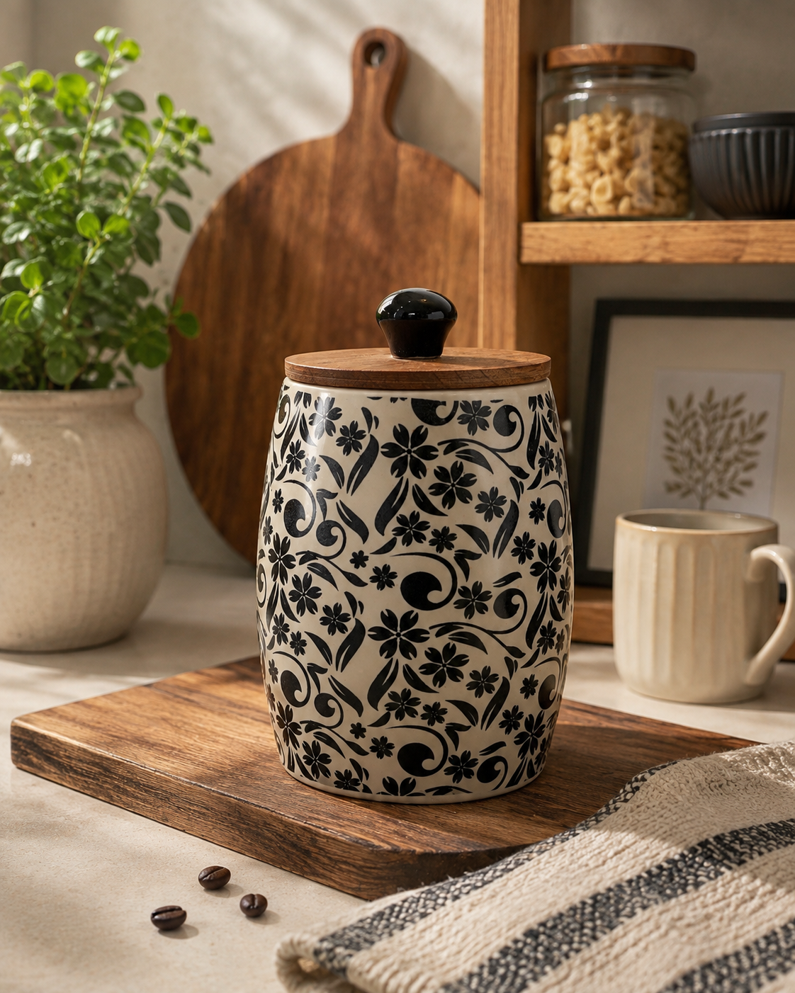 Vintage-Inspired Floral Ceramic Air-tight Jar