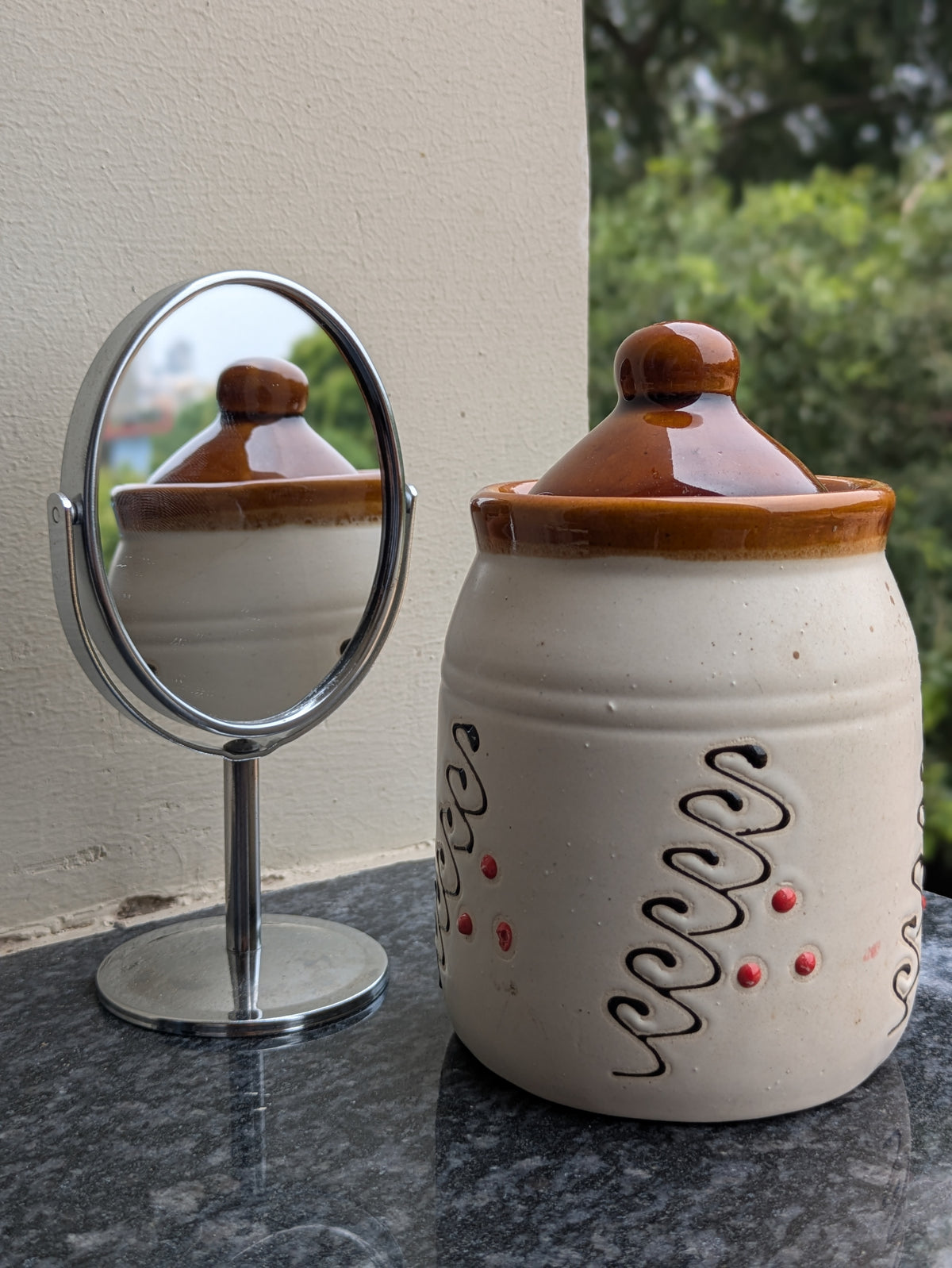 White Ceramic Storage Jar with Lid