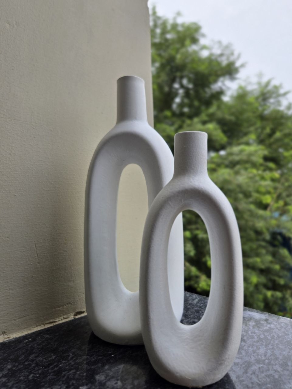 Pure White Arch Ceramic Vase (Set of 2)